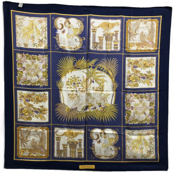 SALVATORE FERRAGAMO Silk Scarf Navy - Picture 2 of 10